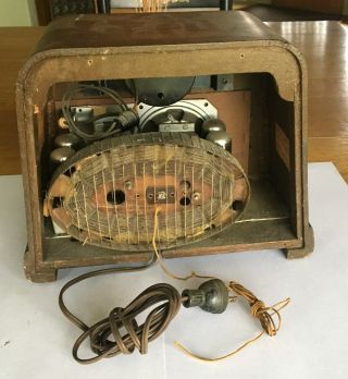 Rare 1930 - 40 ' s Vintage Philco Transitone Tabletop Tube Radio with Sessions Clock 2