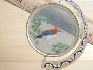 Vintage Chinese Double - Sided Silk Embroidery Bird Pine Tree Signed