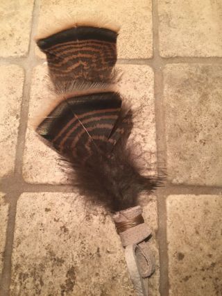 Native American Feather Hair Tie Regalia Pow Wow Turkey Feather Hair Tie