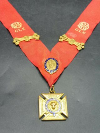 Royal Order of The Buffaloes Order of Merit Red Collarette with Jewel $25 start 2