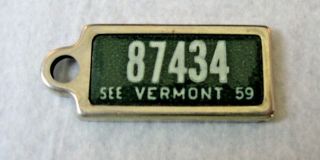 1959 Vermont Dav License Plate Keychain Tag