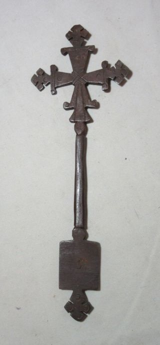 Antique Ethiopian Orthodox Christian Hand Wrought Iron Hand Held Blessing Cross