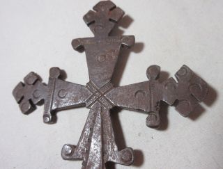 Antique Ethiopian Orthodox Christian hand wrought Iron Hand Held Blessing Cross 3