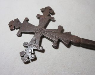 Antique Ethiopian Orthodox Christian hand wrought Iron Hand Held Blessing Cross 8