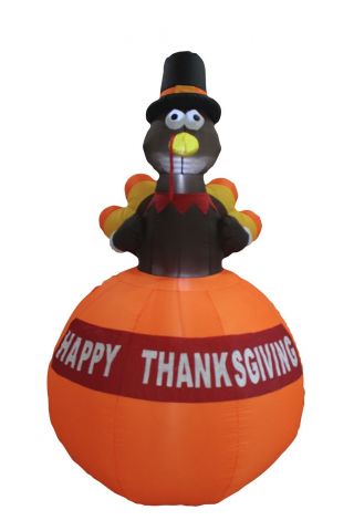 6 Foot Tall Thanksgiving Led Inflatable Turkey On Pumpkin Party Decoration