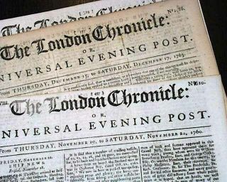 Five 18th Century London England Pre Revolutionary War Era 1760 - 1772 Newspapers