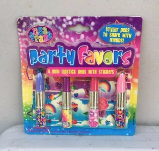 Vtg Lisa Frank Mini Lipstick Pens Stickers Party Favors Nip