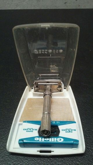 Vintage Gillette 1962 " Slim " Adjustable Razor,  H1 W/orig Case & Blade Holder