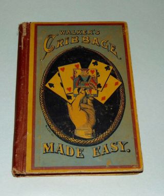 Antique Book C1879 Cribbage Made Easy Great Cover Playing Cards
