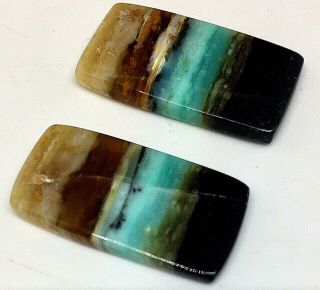 5.  6 Total G Indonesian Blue Opalized Petrified Wood Polished Jewelry Cabs