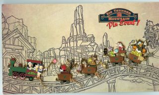Disney Paris Big Thunder Railroad 3 Pigs Wolf Chip Dale Grumpy Scrooge 5 Pin Set
