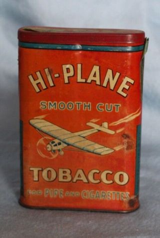 Vintage Hi Plane Single Engine Tobacco Tin Upright Vertical Pocket Can