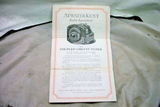 1922 Atwater Kent Breadboard Tube Radio Brochure
