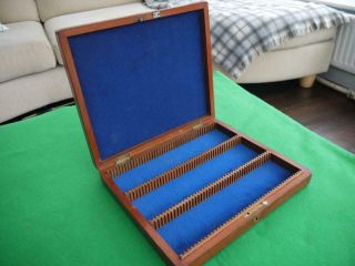 Antique Vintage Hardwood Storage Box For Microscope Specimen Slides