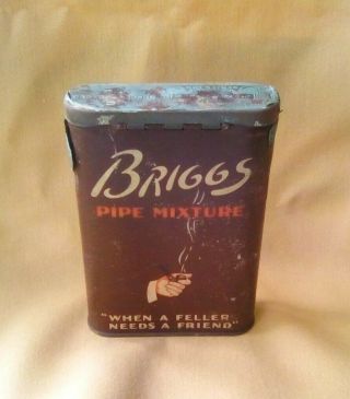 Vintage Briggs Pipe Mixture Smoking Tobacco Pocket Tin / Can with Tax Stamp 2