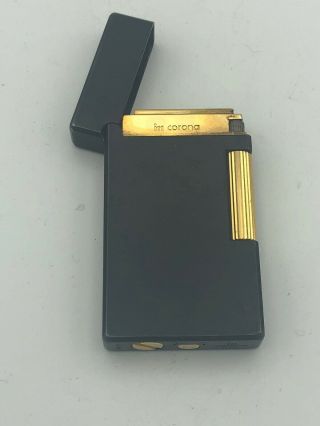 Im Corona Black Pocket Lighter Collectible Vintage Antique Black / Gold Unique