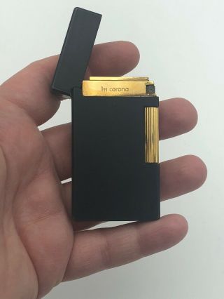 IM CORONA Black Pocket Lighter Collectible Vintage Antique Black / Gold Unique 3