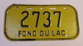 Vintage Wisconsin Fondulac Bicycle License Plate