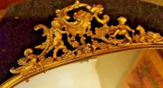 Large Vintage MATSON Gold Ormolu Gilt Filigree Mirror VANITY TRAY Cherub flowers 3