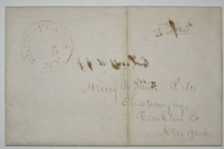 1834 White Plains Ny Frank Stampless Cover / Letter Minot Mitchell Signed