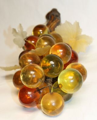 Vintage Orange & Yellow Acrylic Lucite Grape Cluster Mid Century Modern 14 