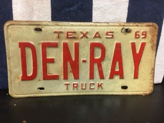 Vintage 1969 Texas Truck License Plate (den Ray)