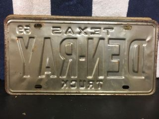 Vintage 1969 Texas Truck License Plate (DEN RAY) 2