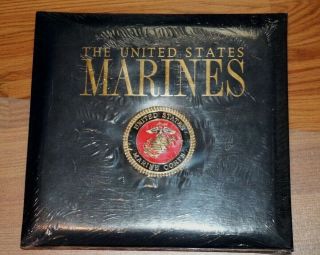 United States Marine Corps Leather Scrapbook Photo Album W/ 12 X 12 Pages