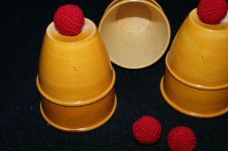 Wooden Cups and Balls set - - 3 inch tall cups TMGS 2