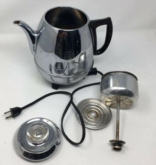 Vintage Ge - General Electric 18p40 Chrome Pot Belly 9 Cup Coffee Pot Percolator