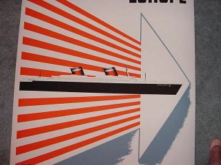 SS UNITED STATES LINES Travel Agency Poster / 22 1/2 