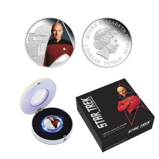 2015 Star Trek Silver Proof Coin - Captain Jean - Luc Picard (ogp/coa)