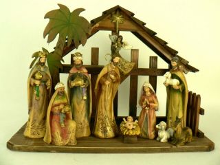 Roman Inc.  Renaissance Nativity Set 11 Piece Resin 6 " Tall Stable Very Good
