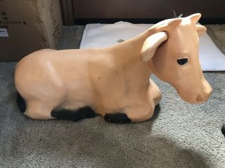 Vtg " General Foam " Lighted Christmas Nativity Cow Blow Mold - 21 " Long