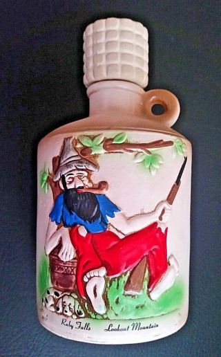 Moonshine Jug Decanter Bottle Vintage Ruby Falls Lookout Mountain Man Barware