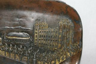 Vintage LDS Salt Lake City Temple Block Dish Tray Pressed Metal Antique Souvenir 3