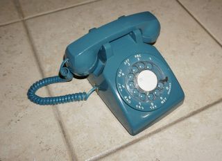Western Electric Bell Rotary Dial Telephone Cadet Blue Desk Vintage 1970 