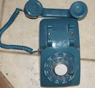 Western Electric Bell Rotary Dial Telephone CADET BLUE Desk Vintage 1970 ' S AT&T 4