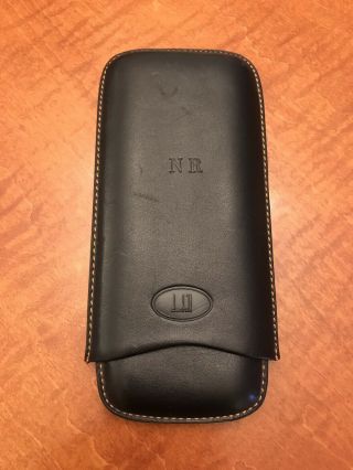 Vintage Dunhill Leather Cigar Holder For 3 Cigars.  Black.  Unique And Chic