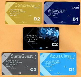Celebrity Cruises Collectable Key Cards 5 - Set (classic - Elite)
