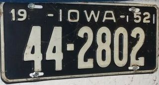 1952 Iowa Car License Plate.  46 - 2166.  Humboldt County.