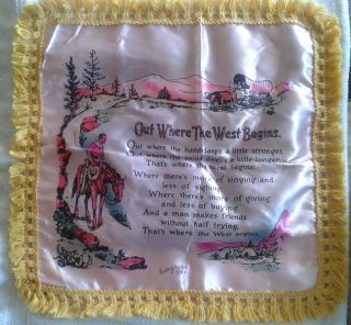 Vintage Souvenir Pillow Cover - Garden Of The Gods " Out Where The West Begins "
