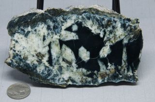 Rare Edwards Black Wyoming Nephrite Jade With Quartz Crystals Slab A1