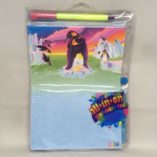 Vintage Lisa Frank All In One Stationary Set Penguin Pals Stickers Paper Pen