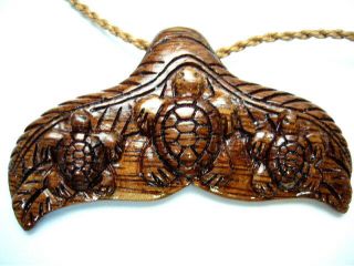 Koa Wood Hawaiian Jewelry Whale Tail Pendant Choker/necklace 45046