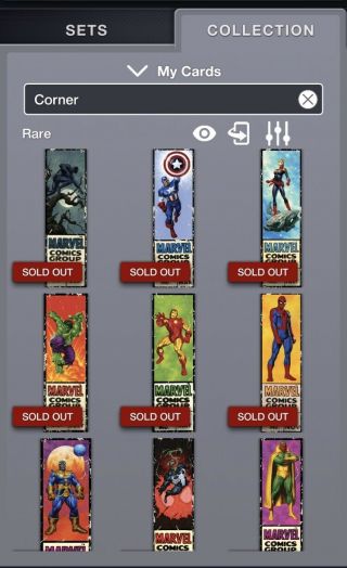 Topps Marvel Collect Digital Full Set Corner Boxes Series 1