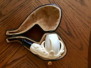 Antique Eagle Claw Meerschaum Pipe With Case And Label