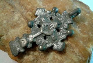 Antique C.  16 - 18th Century Solid Silver " Old Believers " Orthodox " Sun " Cross