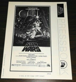 Star Wars Orig 1976 First Release Studio Pressbk 19 Pages - Uncut Exc