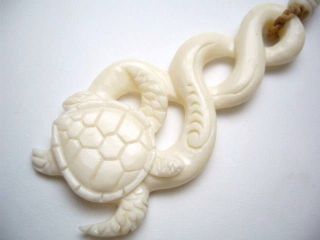Hawaii Jewelry Turtle Buffalo Bone Carved Pendant Necklace/choker 35280